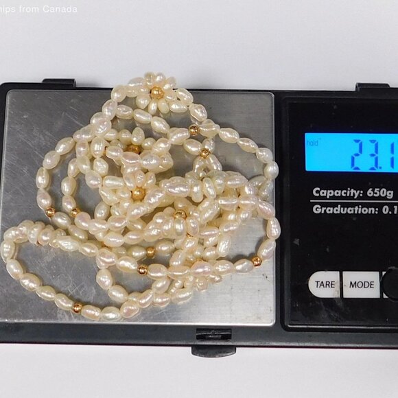 Baroque Freshwater Pearl Necklace 14K Gold Beads Floral Accents 34" - Picture 15 of 15